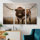 Texas Longhorn Wall Art Canvas Print – Brown Horned Bull
