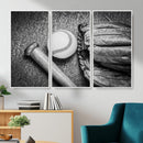 Vintage Baseball Glove and Bat Sports Wall Art Canvas,