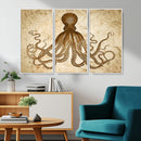 Sepia Octopus Wall Art Abstract Animal Canvas Print