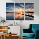 Wooden Pier on Seascape and Sunset Wall Art Canvas Print by MyGreatCanvas | Canvas Wall Art Prints | Photo Prints & Wall Decor