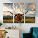 Texas Longhorn Canvas Wall Art – Majestic Triptych Animal by MyGreatCanvas | Canvas Wall Art Prints | Photo Prints & Wall Decor