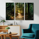 Sunlit Forest Pathway Canvas Print | 3 Panel Large Nature by MyGreatCanvas | Canvas Wall Art Prints | Photo Prints & Wall Decor