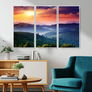 Sunset over Mountain Canvas Print, Forest Canvas Wall Art –