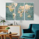 Classic World Map Canvas Print – Framed Vintage Map Wall