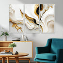Gold Waves on Pure White Canvas – Gold Abstract Art for