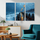 Stormy Night at Beach Pier Oil Painting Large Wall Art