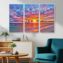 Vibrant Sunset Beach Wall Art - Ocean Sunset Canvas Print |