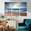 Serene Ocean Sunset Canvas Wall Art - Beach Waves at Sunset,