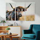 Texas Bull Longhorn Wall Art Canvas Print for Farm House