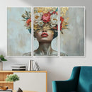 Golden Petal Wall Art Canvas Print - Silhouette Woman Wall