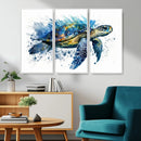 Turtle Wall Art Canvas Print, Framed Watercolor Turtle Art