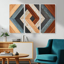 Geometric Wood Art Wall Decor Canvas Print, Rustic Wooden