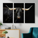 Black Bull Wall Art – Majestic Longhorn Canvas Print with