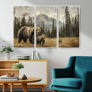 Rustic Grizzly 399 Bear Family Wall Art Canvas Print