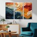 Blue Orange Abstract Wave Wall Art Canvas Print, Framed Blue