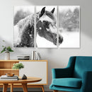 Black Horse Winter Wall Art | Ready to Hang and Framed |
