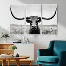 Longhorn Bull Canvas Print | Rustic Farmhouse Wall Art |