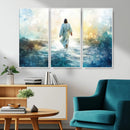 Watercolor Jesus Walking on Water Canvas Print, Christian