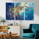 Colorful Swirling Fish School Wall Art Canvas Print |