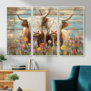 Cute Highland Cow Canvas Wall Art - Rustic Farmhouse Decor