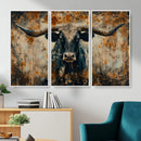 Longhorn Wall Art – Rustic Western Bull Canvas Print, Modern
