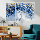 Blue and Gold Abstract Tree Wall Art Canvas Print | Modern