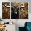 Longhorn Texas Cow Bull Wall Art | Rustic Farmhouse Canvas by MyGreatCanvas | Canvas Wall Art Prints | Photo Prints & Wall Decor