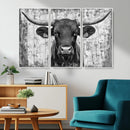 Abstract Longhorn Bull Wall Art Canvas Print - Rustic Texas
