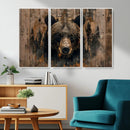Rustic Grizzly 399 Wall Art | Triptych Canvas Print | Rustic
