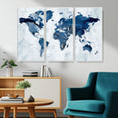 Modern Blue World Map Canvas Print – Framed Wall Art, by MyGreatCanvas | Canvas Wall Art Prints | Photo Prints & Wall Decor