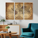 Vintage World Map Wall Art Canvas – Antique Style Push Pin