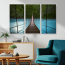 Suspension Bridge Over River Canvas Art | 3-Panel Nature by MyGreatCanvas | Canvas Wall Art Prints | Photo Prints & Wall Decor