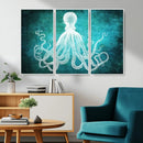 Green Octopus Abstract Wall Art Canvas Print