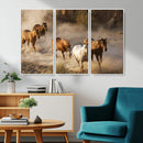 Large Wall Art 5 Horses Running on Sand Canvas Print