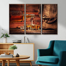 Whiskey and Cigar Canvas Wall Art | 3 Panel Bar Room Decor by MyGreatCanvas | Canvas Wall Art Prints | Photo Prints & Wall Decor
