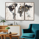 Abstract Map Printing - Modern World Map Canvas Wall Art for