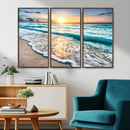 Sunset Beach Waves Canvas Wall Art – 5-Panel Ocean Sunset by MyGreatCanvas | Canvas Wall Art Prints | Photo Prints & Wall Decor