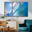 Blue Big Wave Surfing Ocean Canvas Wall Art Artwork Print