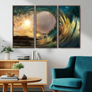 Golden Wave Sunset Canvas Print – Large Coastal Wall Art for