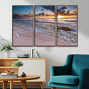 Sea Ocean Sunset Beach Wall Art Canvas Print