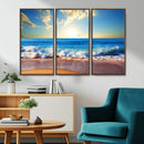Tropical Beach Sunset Canvas Art, Ocean Waves and Sandy
