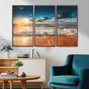 Golden Sunset Beach Triptych Canvas Art, Giclee Coastal Wall by MyGreatCanvas | Canvas Wall Art Prints | Photo Prints & Wall Decor