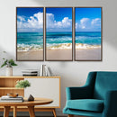 Tropical Beach 3-Panel Canvas Wall Art – Serene Ocean Waves