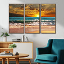 Golden Sunset Beach Canvas Wall Art – Triptych Seascape by MyGreatCanvas | Canvas Wall Art Prints | Photo Prints & Wall Decor