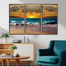Ocean Sunrise Over Golden Beach Waves, Giclee Canvas Wall by MyGreatCanvas | Canvas Wall Art Prints | Photo Prints & Wall Decor