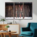 Vintage Ski Gear Canvas Print, Vintage Ski Gear Against