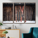 Vintage Ski Gear Canvas Print, Vintage Ski Gear Against