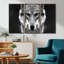 Black and White Wild Wolf Wall Art Canvas Print