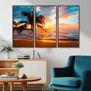 Palm Tree Sunset On The Beach Wall Art Canvas, Framed Palm by MyGreatCanvas | Canvas Wall Art Prints | Photo Prints & Wall Decor