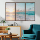 Tranquil Ocean Beach Sunset Canvas Wall Art | 3-Panel by MyGreatCanvas | Canvas Wall Art Prints | Photo Prints & Wall Decor